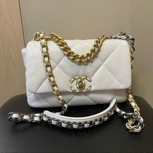 Authentic CHANEL 19 bag white